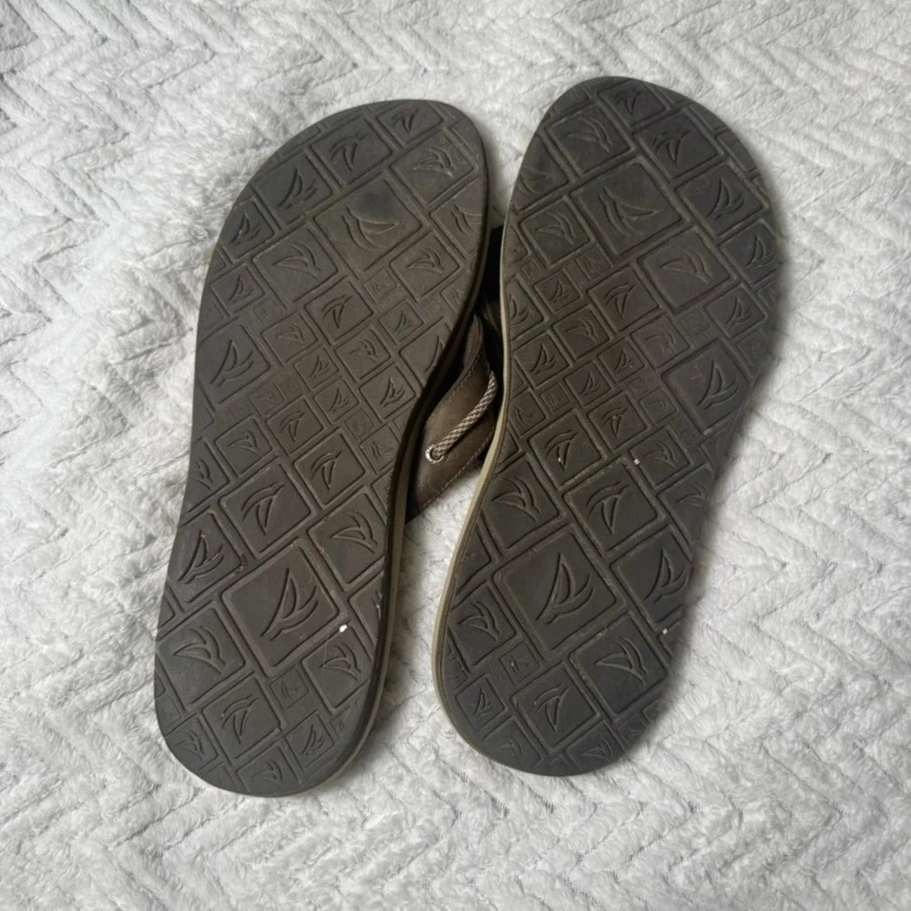 Sperry Top-Sider Men's Leather Flip Flops‎ Sandals Brown Size 13M